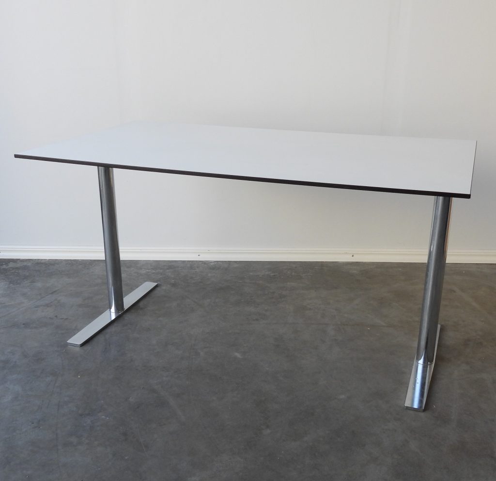 Fast Bord EKV-Möbler Ceasar T, 140x80Cm Vitt/Krom